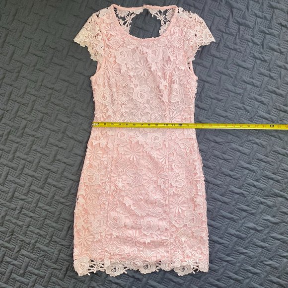 Lulu's Pink Backless Lace Dress Romance Language Size Medium - Picture 6 of 14